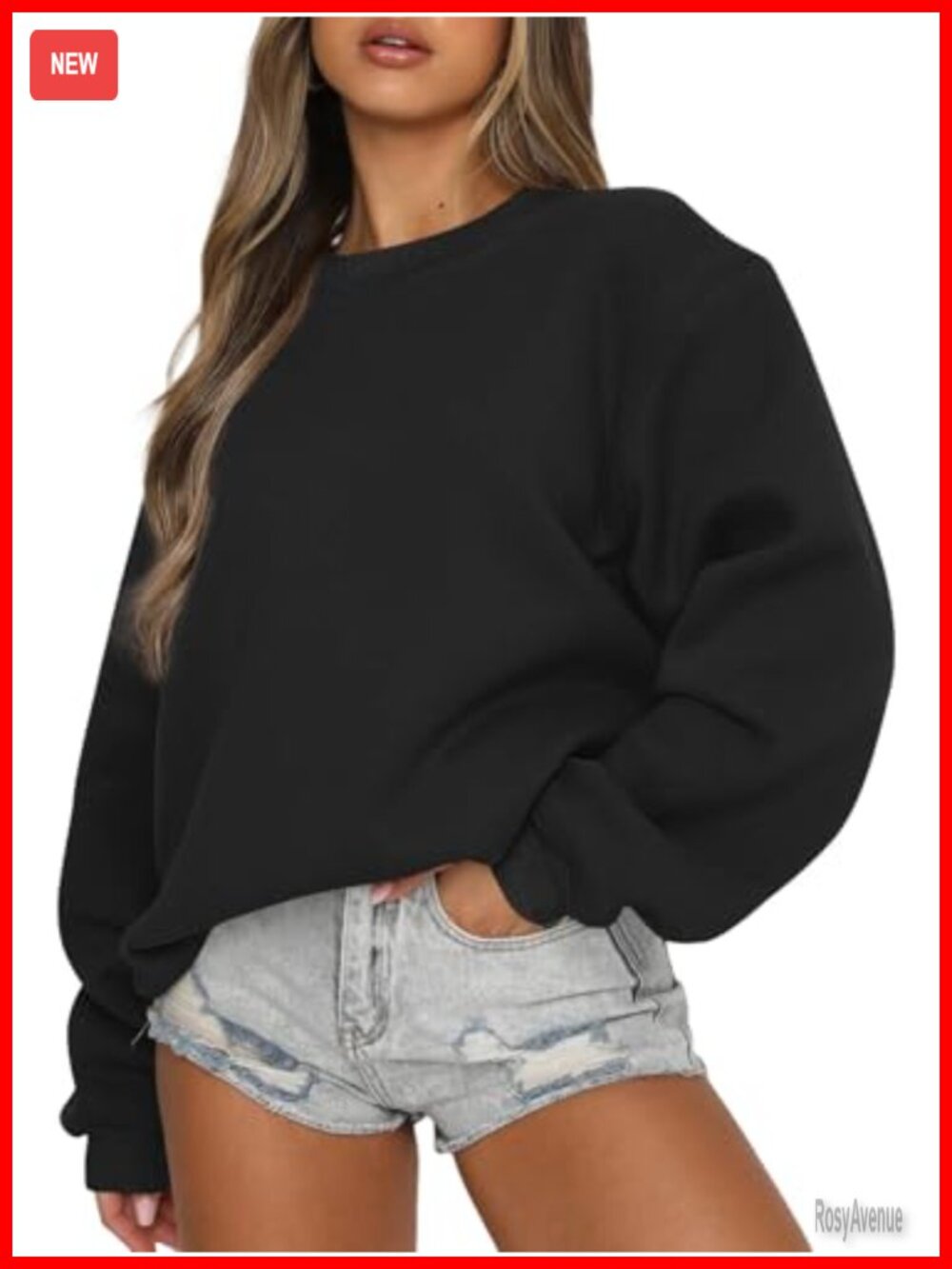 Womens Oversized Crewneck Fleece Sweatshirt Y2K Pullover